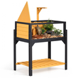 VEVOR Tortoise Habitat Ξύλινο Σπίτι Χελωνονιντζών 2 Δωματίων Εντοιχισμένη Βάση Φωτισμού, για Μικρά Ζώα Εσωτερικού Χώρου & Εξωτερικού Χώρου, Ράφι Αποθήκευσης, Μεγάλο Κλουβί για Χελώνες & Ερπετά με Ανοιγόμενη Στέγη & Παράθυρο Παρατήρησης