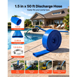 Σωλήνας εκκένωσης VEVOR 1-1/2" x 15,2 m PVC Lay Flat Σωλήνας αντλίας νερού αντίστροφης πλύσης, για φίλτρο άμμου πισίνας και αντλία φρεατίου, βαρέως τύπου, αποχέτευσης μεταφοράς νερού, ανθεκτικός σε καιρικές συνθήκες και εκρήξεις, με σφιγκτήρες, μπλε