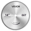 Λεπίδα πριονιού VEVOR 355,6 mm, 66 δόντια, μεταλλική λεπίδα ψυχρής κοπής με κεραμική άκρη, συμβατή με πριόνια, 4000 κοπές, κοπή λείων επιφανειών χωρίς γρέζια, μείωση θορύβου και οπές απαγωγής θερμότητας