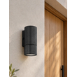 GLOBOSTAR® WALLY 77876 Μοντέρνο Φωτιστικό Τοίχου - Απλίκα με Ντουί 1 x GU10 AC 220-240V Αδιάβροχο IP65 - Μαύρο Ματ - Μ6.5 x Π9 x Υ13.5cm