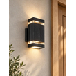 GLOBOSTAR® QUATRO 77897 Μοντέρνο Φωτιστικό Τοίχου - Απλίκα με Ντουί 2 x GU10 AC 220-240V Αδιάβροχο IP65 - Μαύρο Ματ - Μ11 x Π13 x Υ21.5cm