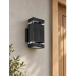 GLOBOSTAR® QUATRO 77897 Μοντέρνο Φωτιστικό Τοίχου - Απλίκα με Ντουί 2 x GU10 AC 220-240V Αδιάβροχο IP65 - Μαύρο Ματ - Μ11 x Π13 x Υ21.5cm