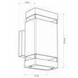 GLOBOSTAR® QUATRO 77897 Μοντέρνο Φωτιστικό Τοίχου - Απλίκα με Ντουί 2 x GU10 AC 220-240V Αδιάβροχο IP65 - Μαύρο Ματ - Μ11 x Π13 x Υ21.5cm