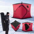 Σκηνή Ψαρέματος στον Πάγο VEVOR Pop Up 3-4 Ατόμων 1,8 x 1,8 x 2 m με μόνωση, για χειμερινό ψάρεμα, επιφάνεια 3,13 m², ύφασμα 600D 4 στρώσεων, φορητός κύβος τύπου κέντρου με άγκυρες, σχοινιά, τσάντα μεταφοράς, κόκκινο