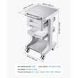 Ιατρικό καρότσι VEVOR, μέγιστο φορτίο 50 kg, με 2 συρτάρια, για κλινική, νοσοκομείο, εργαστήριο, σταθερή στήριξη, αθόρυβο τροχήλατο καρότσι με περιστρεφόμενους τροχούς 360° που κλειδώνουν, οργανωμένη αποθήκευση