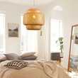 Bamboo Cloud - Κρεμαστό Μονόφωτο E27 Boho Μπαμπού Φυσικό Πλέγμα - Μ56 x Π56 x Υ54cm