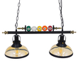 VenCore Billiardo II 6089-10041 - Φωτιστικό Οροφής Δίφωτο Κρεμαστό Μαύρο Μεταλλικό και Μελί Γυαλί - Vintage Σχέδιο με Βάση-Ντουί 2xE27 - Μ70 x Π25 x Υ30cm