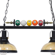 VenCore Billiardo II 6089-10041 - Φωτιστικό Οροφής Δίφωτο Κρεμαστό Μαύρο Μεταλλικό και Μελί Γυαλί - Vintage Σχέδιο με Βάση-Ντουί 2xE27 - Μ70 x Π25 x Υ30cm