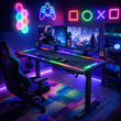 VenCore 2730-10006 - Gaming Desk Adjustable 120x60x72-112cm Black - Μοντέρνο Γραφείο Ρυθμιζόμενου Ύψους με Λειτουργία Μνήμης Gaming VenCore Μοριοσανίδας Carbon Fiber με Μεταλλικά Πόδια Μαύρο Μ120 x Π60 x Υ72-112cm