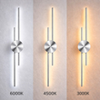 VenCore Aurex Silver 6093-20108 - Μοντέρνο Επιτοίχιο Φωτιστικό Απλίκα LED 60CM 12W Ασημί Αλουμίνιο με Ρυθμιζόμενο CCT Λευκό - Ημέρας - Θερμό - Χειρισμός CCT μέσω Διακόπτη On-Off