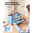 VEVOR Ατσάλινη εργαλειοθήκη με 3 συρτάρια, φορητή μεταλλική εργαλειοθήκη βαρέως τύπου, μπλε, για γκαράζ, εργαστήριο, επισκευή, πάγκο εργασίας, μαγνητικό σχεδιασμό, οργάνωση αποθήκευσης ντουλαπιού εργαλείων, με προστατευτικές επενδύσεις