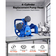 Κεφαλή αντλίας αεροσυμπιεστή VEVOR, 3,73 kW 422 L/min, Κεφαλή αντλίας αεροσυμπιεστή 3 κυλίνδρων λιπασμένη με λάδι, Κεφαλή αντικατάστασης διπλού σταδίου από χυτοσίδηρο με μέγιστη πίεση 12 Bar για επισκευή ξυλουργικών εργασιών αυτοκινήτων