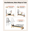 VEVOR Pilates Reformer με Πύργο 2,4 μ. Μηχανή Pilates 181 κιλών από ξύλο σφενδάμου, για οικιακή χρήση και προπόνηση σε γυμναστήριο, με Jump Board, ελατήρια με μουσικό σύρμα και κουτί καθίσματος, κατάλληλο για προχωρημένους και αρχάριους χρήστες