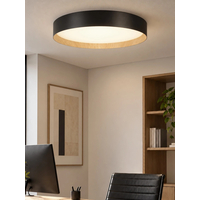 kelvo® RONDO KLV-101-0587-V2 Φωτιστικό Οροφής LED 36W 3600lm 120° AC 220-240V IP20 Ρυθμιζόμενο Λευκό CCT με Διακόπτη στο Driver 2700K/4500K/6000K Triac Dimmable - Lumileds SMD Chip & ENEC/TÜV Driver - Μαύρο Ματ & Εφέ Ξύλου - Μ50 x Π50 x Υ7cm - 5 Χρόνια Εγγύηση