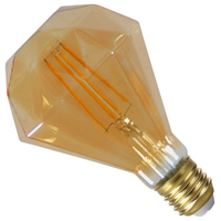 Λάμπα LED E27 Diamond 6W 230V 560lm 320° Edison Filament Retro Θερμό Λευκό Μελί 2200k Dimmable GloboStar 44034