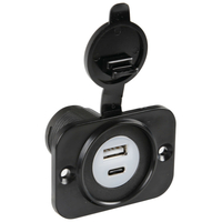 ΠΡΙΖΑ ΑΝΑΠΤΗΡΑ ΜΕ ΚΑΠΑΚΙ ΚΑΙ 2 ΘΥΡΕΣ USB (A+C) 12/24V 3000mA 15W ΜΑΥΡΗ FAST CHARGE LAMPA - 1 TEM.