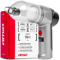 ΗΛΕΚΤΡΙΚΟ ΣΚΟΥΠΑΚΙ ΧΕΙΡΟΣ ΑΣΥΡΜΑΤΟ 70W ΜΕ 6 ΑΚΡΟΦΥΣΙΑ ΚΑΘΑΡΙΣΜΟΥ ΚΑΙ ΚΑΛΩΔΙΟ USB-C  AMIO - 1 Τεμ.