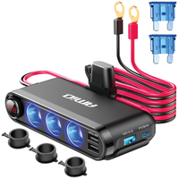 ΒΟΛΤΟΜΕΤΡΟ ΜΕ 3 ΥΠΟΔΟΧΕΣ ΦΙΣ ΑΝΑΠΤΗΡΑ 3xUSB-C+USB-C12/24V 300W 5V/3AQC AMIO - 1 Τεμ.