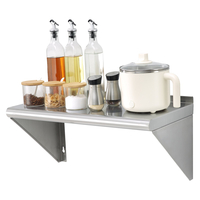 VEVOR 12" x 24" ράφι από ανοξείδωτο χάλυβα, επιτοίχια πλωτά ράφια με βραχίονες, εμπορικά ράφια χωρητικότητας 230 lbs, ράφι αποθήκευσης βαρέως τύπου για εστιατόριο, κουζίνα, μπαρ, σπίτι και ξενοδοχείο