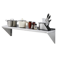 VEVOR 12" x 48" ράφι από ανοξείδωτο χάλυβα, επιτοίχια πλωτά ράφια με βραχίονες, εμπορικά ράφια χωρητικότητας 280 lbs, ράφι αποθήκευσης βαρέως τύπου για εστιατόριο, κουζίνα, μπαρ, σπίτι και ξενοδοχείο