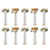 VEVOR 10PCS 35,43 ιντσών /90cm Ψηλός Κρυστάλλινος Γάμος Λουλούδια Βάζα, Πολυτελή Κεντρικά Βάζα Λουλούδια Κρυστάλλινο Χρυσό Βάζο Μεταλλικό, Ιδανικό για Τελετή Τελετής Γαμήλιο πάρτι T-stage Dinner Event Ξενοδοχείο Διακόσμηση σπιτιού