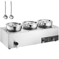 VEVOR Commercial Soup Warmer Soup Station with 3*7,4Qt Pot Soup Bettle Warmer