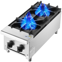 VEVOR Εμπορική εστία γκαζιού 2 καυστήρες Πάγκος μαγειρικής εστία μαγειρέματος κουζίνα