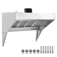 VEVOR Commercial Exhaust Hood, 9FT Food Truck Hood Exhaust, 201 Stainless Steel Concession Hood με 4 αποσπώμενο πλέγμα φίλτρου λαδιού σχήματος U, κουκούλα εξαερισμού ανθεκτικό στη σκουριά για εστιατόριο κουζίνας