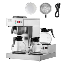 Εμπορική καφετιέρα VEVOR 12 φλιτζάνια με 3 γυάλινες καράφες και 3 θερμαντήρες