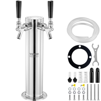 VEVOR Dual Taps Draft Beer Tower Dispenser, από ανοξείδωτο ατσάλι Keg Beer Tower, Kegerator Tower Kit με προσυναρμολογημένο σωλήνα και αυτοκλειόμενους κορμούς βρύσης για πάρτι, μπαρ, παμπ, εστιατόριο
