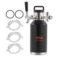 Σύστημα βρύσης VEVOR Beer Growler, Mini βαρελάκι 64Oz 1,89L, 304 Ανοξείδωτο ατσάλι υπό πίεση Beer Growler, Keg Growler με οθόνη πίεσης, βρύση ρυθμιστή CO2, στεγανός δακτύλιος για Draft Homebrew Craft Beer
