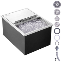 VEVOR Drop in Ice Chest, 24"L x 18"W x 13"H Ψύκτη από ανοξείδωτο ατσάλι, Επαγγελματικός Κάδος πάγου με συρόμενο κάλυμμα, 40,9 qt εξωτερικής κουζίνας Ice Bar, σωλήνας αποστράγγισης και βύσμα αποστράγγισης, για Cold Wine Beer