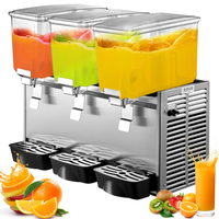 VEVOR Commercial Cold Beverage Dispenser Ανοξείδωτος χάλυβας Fruit Juice Beverage Dispenser 3 Tanks 9,6 Gallon Δοχείο παγωμένου τσαγιού εξοπλισμένο με ελεγκτή θερμοστάτη
