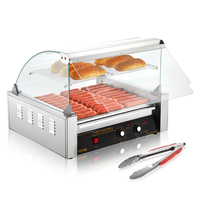 VEVOR Electric 30 Hot Dog 11 Roller Grill Cooker Machine Backsplash Ράφι 2,2KW