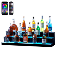 VEVOR LED Lighted Liquor Bottle Display Bar Shelf RF &amp; App Control 40&quot; 3-Step