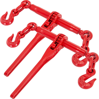VEVOR Chain Binder 5/16-3/8, Ratchet Load Binder 6600lbs Capacity, Ratchet Lever Binder with G70 Hooks, Ρυθμιζόμενο μήκος, Ratchet Chain Binder για δεσίματα, έλξη, ρυμούλκηση, κόκκινο