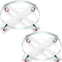 VEVOR 2PCS 55 γαλονιών βαρέως τύπου Drum Dolly, χωρητικότητα φόρτωσης 1000 lbs, Cart Dolly Drum Caddy, Dollies χωρητικότητας φορτηγού χωρίς ανατροπή με ατσάλινο πλαίσιο 4 περιστρεφόμενος τροχός τροχών, για χειρισμό τυμπάνου