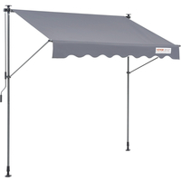 VEVOR Manual Retractable Awning, 118&quot; Outdoor Retractable Patio Awning Shelter, Adjustable Patio Door Window Conoping with 39&quot; Sun Shade Curtain for Backyard, Garden, Balcony