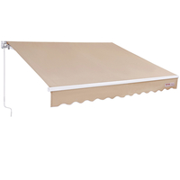 VEVOR Εγχειρίδιο αναδιπλούμενη τέντα, 10 x 8 ft Outdoor Patio Awning Retractable Sun Shade, Αδιάβροχο Πολυεστερικό παράθυρο Πόρτας Patio Τέντα Στέγαστρα με μανιβέλα για πίσω αυλή, μπαλκόνι