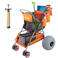 VEVOR Beach Wonder Wheeler, 12&quot; τροχοί παντός εδάφους με μπαλόνι, 350 lbs Cart Beach for Sand, Beach Buggy με θήκη για σαγιονάρες, τσάντα αποθήκευσης, 2 θήκες για καρέκλες παραλίας, πορτοκαλί