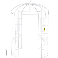 VEVOR Birdcage Shape Garden Arbor, 9\' Υψηλό x 6,6\' πλάτος, Heavy Duty σφυρήλατο Iron Arbor, Wedding Arch Trellis for Climbing Vines in Outdoor Garden, Lawn, Backyard, Patio, White