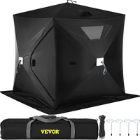 Σκηνή VEVOR 2-3 Person Ice Fishing Shelter, 300D Oxford Fabric Portable Ice Shelter with Pop-up Pull Design, Ισχυρό αδιάβροχο και αντιανεμικό Ice Fish Shelter for Outdoor Fishing, Μαύρο