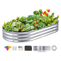 VEVOR Raised Garden Bed, 71,9 x 36,4 x 11 ιντσών Γαλβανισμένο μεταλλικό κουτί φυτευτήρων, κουτιά φύτευσης εξωτερικού χώρου με ανοιχτή βάση, για καλλιέργεια λουλουδιών/λαχανικών/βοτάνων στην πίσω αυλή/κήπο/αίθριο/μπαλκόνι, ασήμι
