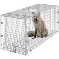 VEVOR Live Animal Cage Trap 50&quot; x 20&quot; x 26&quot; Humane Cat Trap Cats Squirrels Mouse