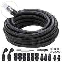 VEVOR 6AN Fuel Line Kit, 25 FT Fuel Hose Kit, 5/16&quot; Nylon Inox Inox Kit Line Fuel Line PTFE, E85/Oil/Gas/Diesel Hose End Kit, with 15 PCS Swivel Fitting Adapter Kit, Μαύρο