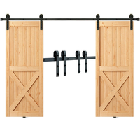VEVOR 8FT Sliding Barn Door Hardware Kit, 330LBS Heavy Duty Tran Door Kit for Double Doors, Fit 3,7-4,3FT Total Wide και 1,3&quot;-1,8&quot; πάχος 2θυρου πάνελ, με λεία &amp; αθόρυβη τροχαλία (Σχήμα J)
