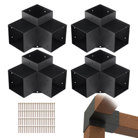 Σετ βραχίονα πέργκολας VEVOR 6&#039;&#039;x6&#039;&#039;, εσωτερικό μέγεθος 5,6&quot;x5,6 4τμχ Γωνιακό στήριγμα 3-Way Heavy Duty Woodworks DIY Post Base Kit, Εύκολη εγκατάσταση Ξύλινα δοκάρια για κιόσκια, πέργκολες βεράντας, κουρτίνες εξωτερικής πέργκολας