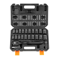 VEVOR 1/2" Drive Impact Socket Set, 23 Piece Socket Set SAE (7/16" -1")&amp; Metric (13-24mm) 6 Point Cr-V Alloy Steel for Auto Repair with Ratchet Handle Rugged Construction Storage Case