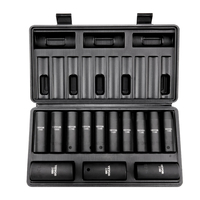 VEVOR 1/2&quot; Drive Impact Socket Set, 13 Piece Deep Socket Set Metric 10-24mm, 6 Point CR-V Alloy Steel for Auto Repair, Ευανάγνωστα σημάδια μεγέθους, στιβαρή κατασκευή, περιλαμβάνει θήκη αποθήκευσης