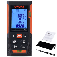 VEVOR Laser Measure, 50 m, ±1,6mm Ακρίβεια μέτρηση απόστασης λέιζερ με 2 επίπεδα φυσαλίδων, μονάδα ft/m/in/ft+in, μετρητής λέιζερ οθόνης LCD με οπίσθιο φωτισμό 50,8 mm, λειτουργία Pythagorean, Μέτρηση απόστασης, περιοχής και όγκου